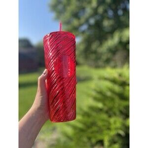 NEW Starbucks Red Tumbler 2024 Red Swirl Stripe Venti  24oz Cold Cup
